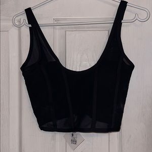 Black mesh crop top